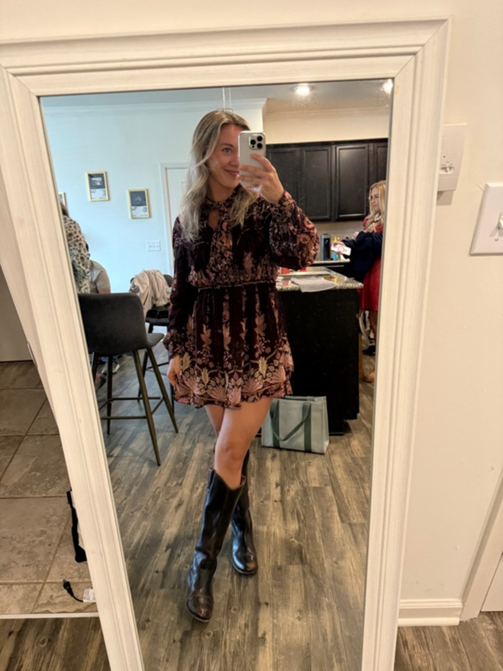 Farm Rio Bella Mini Dress Floral Wine Purple XS
